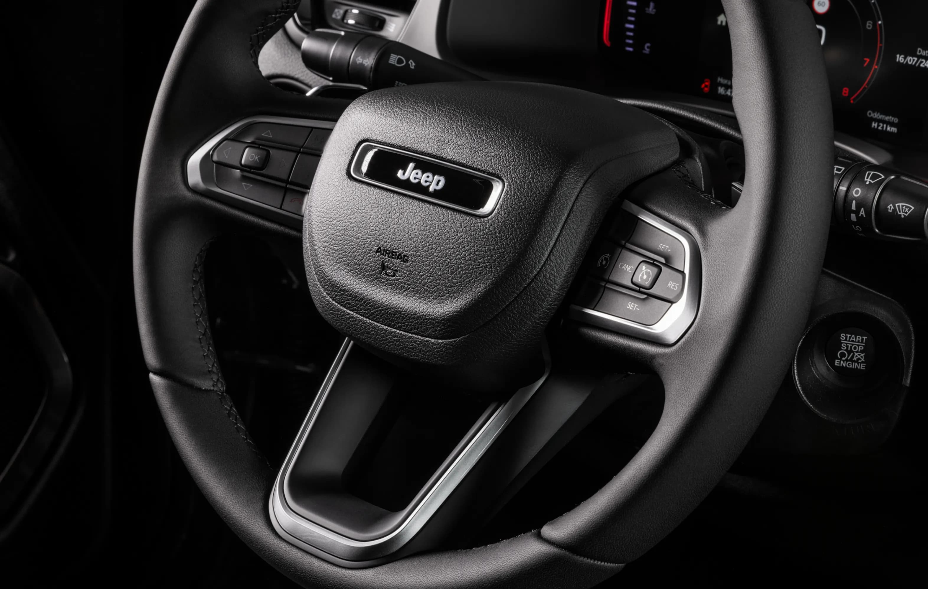 Foto do interior de um Jeep Renegade